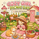 Cozy Girl Picnic Day: Cute Coloring Book for Girls & Teens with 40 Cozy Picnic Scenes, Adorable Animals, Gardens, Nature & Whimsical Outdoor Moments