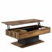 Table basse sans marque avec plateau rabattable 110 cm – Bois foncé effet antique avec noir