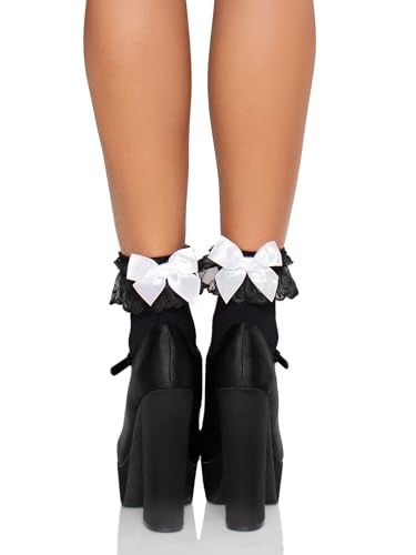 Leg Avenue 3029 Enkelarmband met stuur/strik zwart wit Tu Eur 34-38