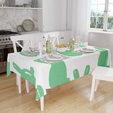 Bonamaison Tafelkleed, Anti-Mold, Sneldrogend, Waterdicht, 100% Polyester Tafellaken, Petroleum Groen, Wit, 140 x 160 Cm