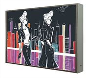 Afbeelding Pop Art Afbeelding met houten lijst, wit gelakt, verlicht met LED's