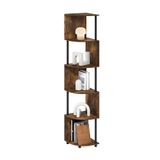 Furinno Econ 5-Tier Zigzag Hoekplank Boekenkast, Boekenplank, Amber Pine/Zwart
