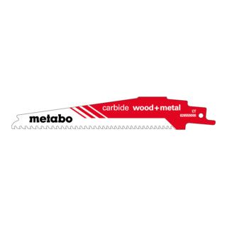 Metabo Reciprozaagblad "Hardmetaal Hout + Metaal" 150 x 1,25 mm, CT, 3-4mm/6-8TPI - 1 stuk