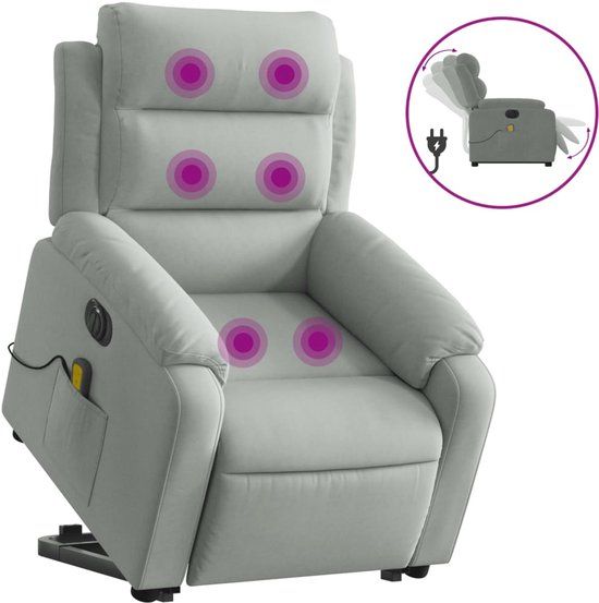 vidaXL Sta-op-massagestoel elektrisch verstelbaar fluweel lichtgrijs