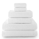Top Towel Plus - Grote badhanddoeken set - 2x gezichts-/bidhanddoeken, 2x handdoeken/waskomhanddoeken, 2x douchehanddoeken - 100% katoen - Wit