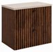 3xE living Meuble de salle de bain Suspendu sous lavabo 60 cm, 2 tiroirs, Chêne Noyer + Plateau Cachemire, Poignées Noir, 60 x 44,4 x 58,6 cm