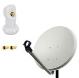 PremiumX Satellitenschüssel, 60 cm, Hellgrau, mit Single LNB, 2x F-Anschluss