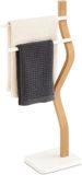 Relaxdays Handdoekrek badkamer - 2 stangen - staand - hout - metaal - wit