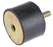 RS PRO Rubberen trildemper, buiten- en binnenschroefdraad buffer M12, Ø 70mm x 50mm, 60 Shore A