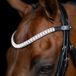 Imperial Riding IRHSlim Hoofdband, smalle leren hoofdband met glazen strass-steentjes en stiftsluiting, zilver, pony