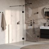 Brauer Void Inloopdouche Helder Glas 140 x 200 cm met Zijwand 40 cm incl. Glascoating Mat Zwart