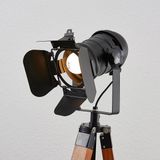 Lindby - vloerlamp hout- Driepoot - 1licht - pijnboomhout, metaal - H: 160 cm - E27 - donkerbruin, zwart