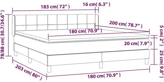 vidaXL Boxspring met matras fluweel donkerblauw 180x200 cm