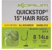 Korum Big Fish Supersteel Allrounder Quickstop 15” Hair Rigs Barbless (8pcs) - Haakmaat 12 - 0.26mm