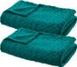 Atmosphera Plaid/bankdeken Monnet - 2x - petrol blauw - 180 x 230 cm - polyester fleece - geruit