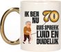 Bellatio Decorations Verjaardag cadeau mok 70 jaar - luid en duidelijk - goud - 300 ml - Keramiek