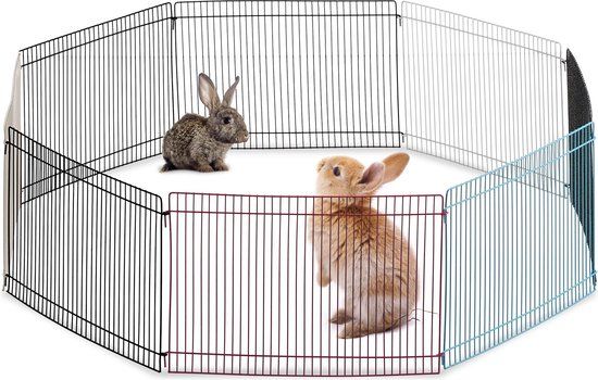 Relaxdays Konijnenren - Knaagdieren Ren - Binnen & Buiten - Metaal - Achthoekig
