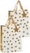 CEPEWA Luxe papieren giftbags/cadeau tasjes - Set van 4x stuks - goud sterretjes - 26 x 32 x 12 cm - goodie bags