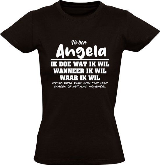 Sol's Angela Dames T-shirt Zwart - Verjaardagkado - L