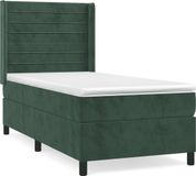 vidaXL Boxspringbed met matras, donkergroen, 90x200 cm, fluweel