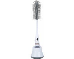 Nuby Silicone Flessenborstel met Houder - Wit/Grijs