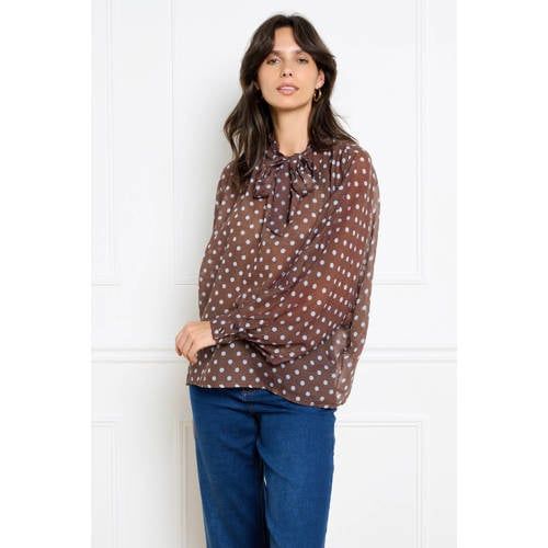 LOLALIZA blouse met stippen - bruin