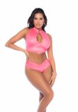 Mapalé Ensemble sexy deux pièces - L/XL - Aspect vinyle - Rose