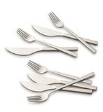 Echtwerk pizzabestekset, pizzabestek, vleesbestek, dinerservies 8-delig voor max. 4 personen, Met 4 pizzamessen en 4 pizzavorken van roestvrij staal, Silver Edition