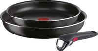 Lagostina Ingenio Essential Plus aluminium pannenset met antiaanbaklaag voor gas en oven (niet inductie), 3-delig, pannen Ø 24 en 28 cm en afneembare handgreep
