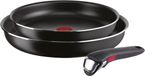 Lagostina Ingenio Essential Plus aluminium pannenset met antiaanbaklaag voor gas en oven (niet inductie), 3-delig, pannen Ø 24 en 28 cm en afneembare handgreep