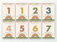 Merkloos / Sans marque Milestone kaarten baby, 24 stuks A5 (retro regenboog)