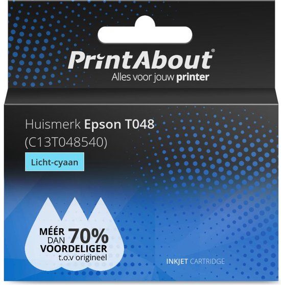 PrintAbout Epson T0485 (C13T048540) Inktcartridge Licht-cyaan
