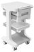 Trolley de maquillage - 3 niveaux - 2 tiroirs - plastique ABS - roues verrouillables - 41x41x67 cm - Gris/Blanc