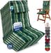 Beautissu Sun-HL - Set van 7 Premium Hoge Rugleuning Kussen met Hoofdkussen 120x50 cm UV-bestendig & 8cm Dik Kussen Tuinstoelkussen Antislip Bevestigingsbanden Stevige Stof Groen geblokt