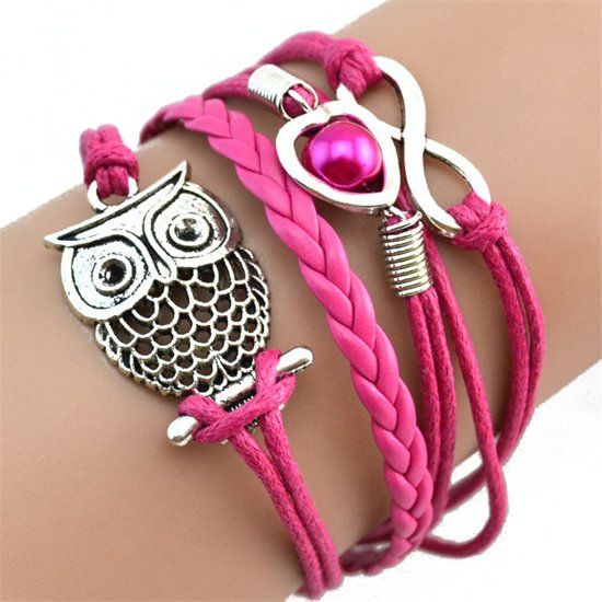 Fako BijouxÂ® - Multi Armband - Uiltje Hart Infinity - Fuchsia