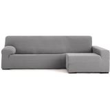 ECOMMERC3 Bankhoes voor chaise longue, lang hoekdeel rechts, zeer elastisch, bi-elastisch, grijs, met schuimkussens en elastieken, geschikt voor rechts of links