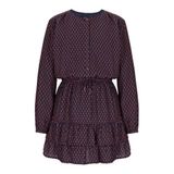 NoBell' Korte Jurk met Ruches - Donkerblauw/Donkerrood