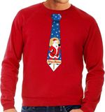 Bellatio Decorations Shoppartners Bv Foute kersttrui / sweater stropdas met kerstman print rood voor heren M
