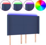 vidaXL Hoofdbord LED 147x16x118/128 cm stof bleu