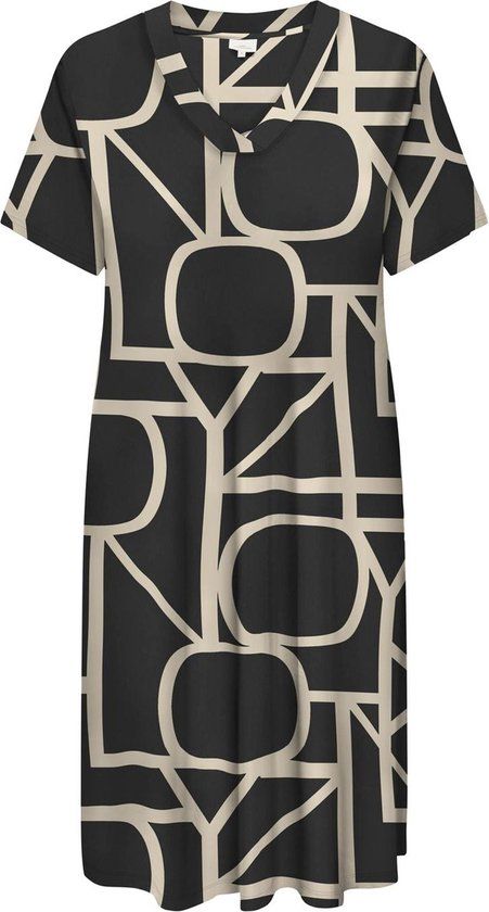 ONLY CARMAKOMA - CARFYRLA LIFE S/S V-NCK BLK AOP DRE NOOS - Black - XL - Women's Dress