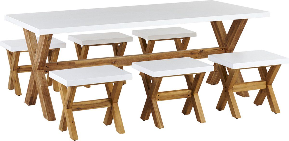 Beliani OLBIA Tuinset 6-zits krukjes - Wit - Vezelcement