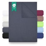 GREEN MARK Textilien drap plat 100% Coton – Drap plat classique sans élastique, doux pour la peau, facile d'entretien, lavable à haute température - Gris anthracite - 180x275 cm