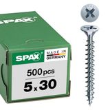SPAX Universele schroef, 5 x 30 mm, 500 stuks, Voldraad, Verzonken kop, Kruiskop Z2, 4CUT, WIROX - 1081010500305