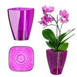 KADAX Bloempot, slanke orchideeënpot, vierkant, 9 cm, paars