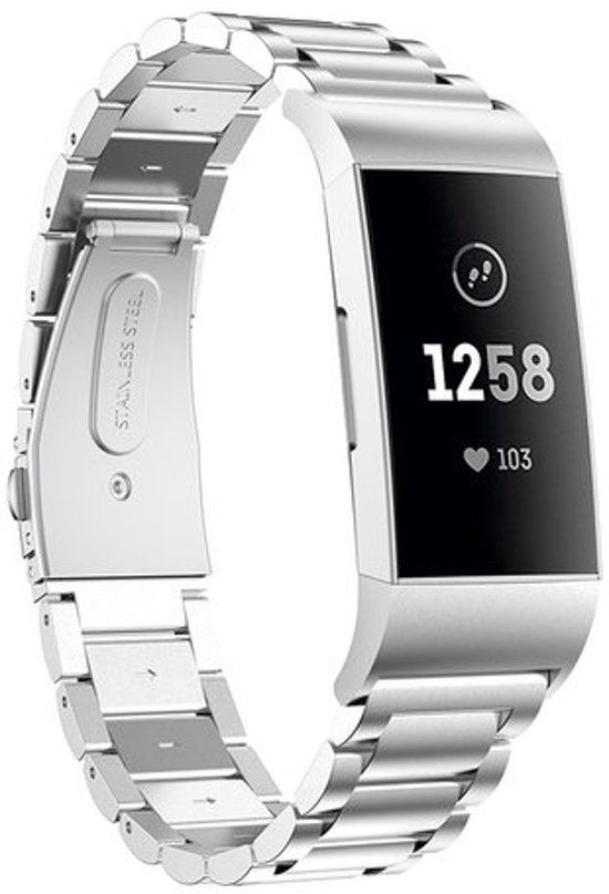 By Qubix Qubix Fitbit Charge 3 Bandjes - Zilver - Universeel