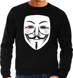 Bellatio Decorations Shoppartners Bv Vendetta masker - sweater - zwart - voor heren - verkleedkleding - V for Vendetta / Anonymous trui M