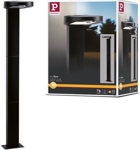 Paulmann Ryse Solar Padverlichting - Antraciet - IP44 - 3000K - 100lm - Met bewegingsmelder