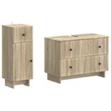 vidaXL - 2-delige - Badkamerkast - Set - EDE - Sonoma - Eiken - Bewerkt - hout