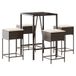5-delige Tuinbarset met kussens poly rattan bruin