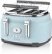 Westinghouse Retro Broodrooster – 4 Sneden – Extra Brede Sleuven – Warmhoudrek – 1750W – Blauw